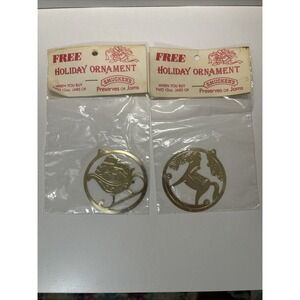 Lot Of Smuckers 1982 Holiday‎ Ornaments Rocking Horse And Sleigh 1248